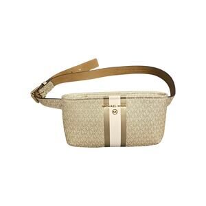 Michael Kors Signature Logo Belt Bag Vanilla Gold Stripe Waist Pack
